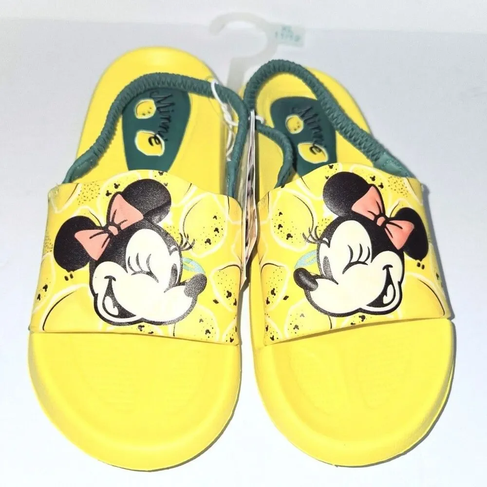 DISNEY MINNIE MOUSE Slippers Toddler Girls Kids Slide Sandals XL 11/12 NEW NWT